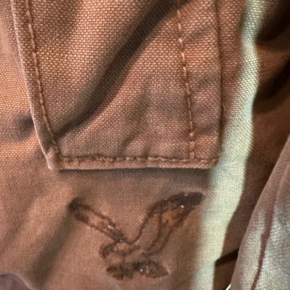 American Eagle Jacket Mens Large Khaki Faux Fur Sherpa Lined Full Zip Canva VTG - Picture 6 of 10
